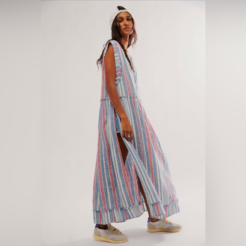 We The Free Surf Stripe Maxi Top size XS Oversized Fit NWT